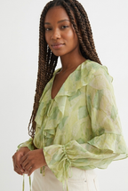 Feuille Ruffled Tie-Front Blouse