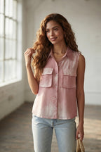 Nuée Pink Strass Sleeveless Shirt