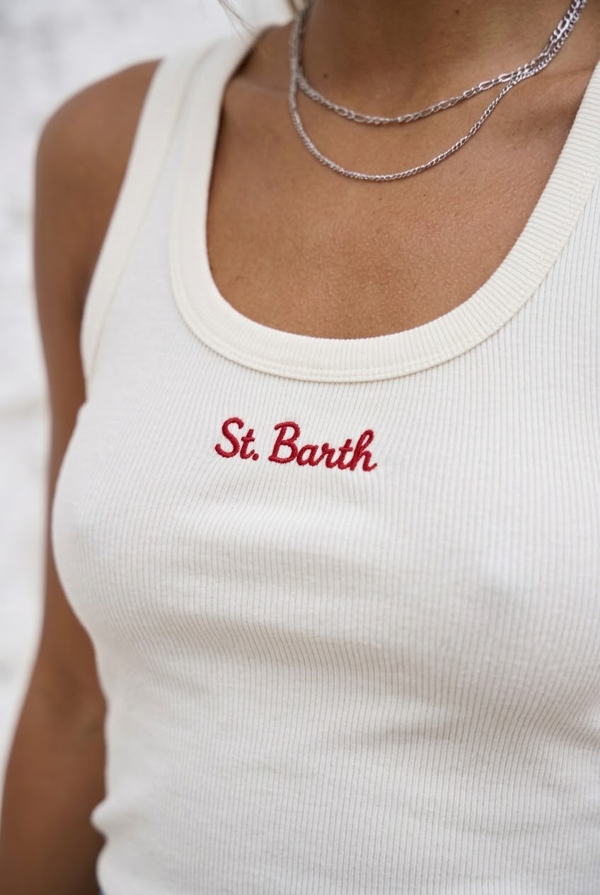 Saint-Barth Ribbed Embroidered Tank