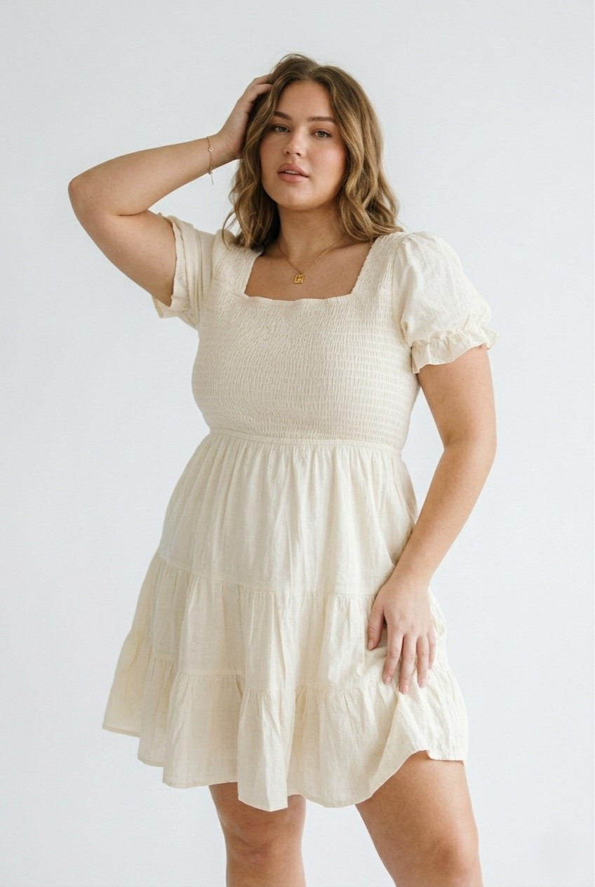 Volute Smocked Tiered Mini Dress