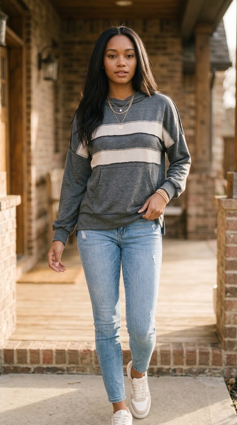 Bicolore Colorblock Pullover Hoodie