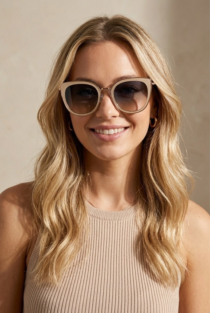 Dorée Beige Cat Eye Metal Shades