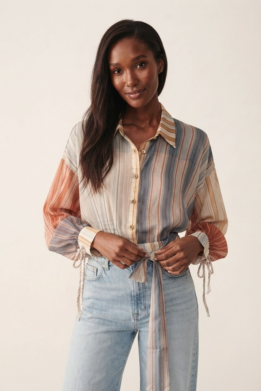 Irisé Stripe Chiffon Blouse