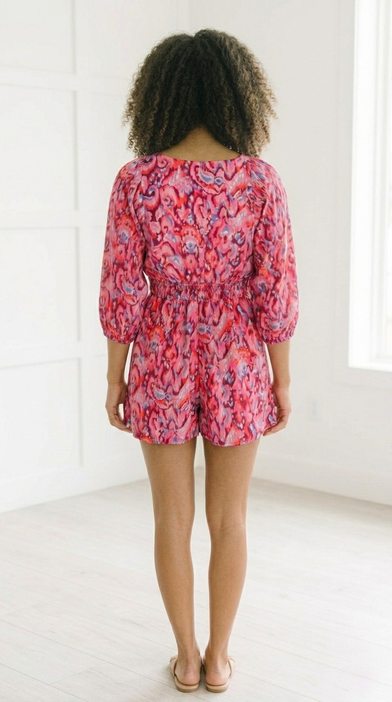 Remous Abstract Print Romper