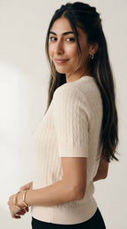 Câble Fine Knit Crew Neck