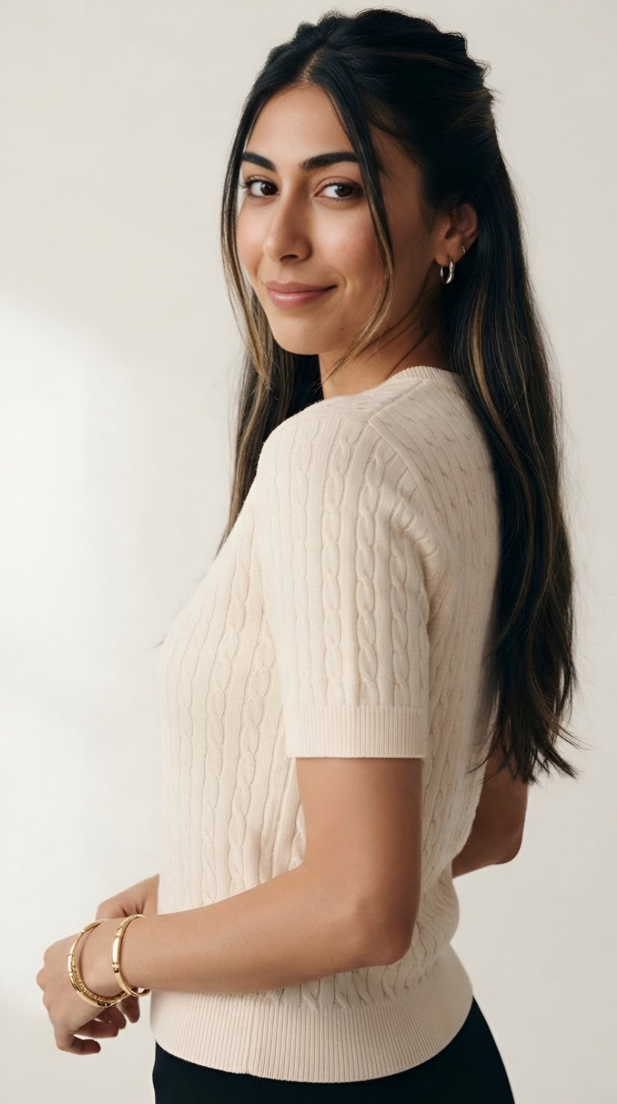 Câble Fine Knit Crew Neck