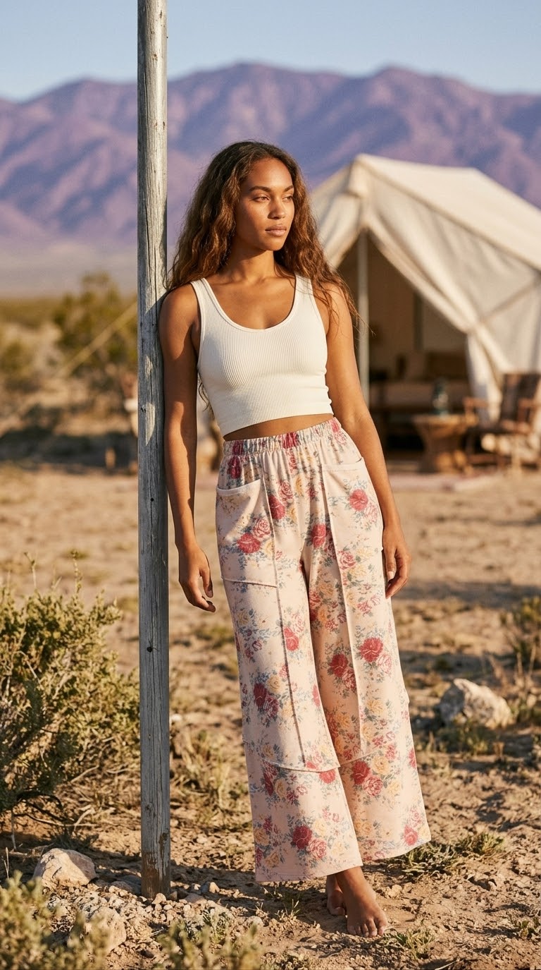 Rosier Floral Wide Leg Bottoms