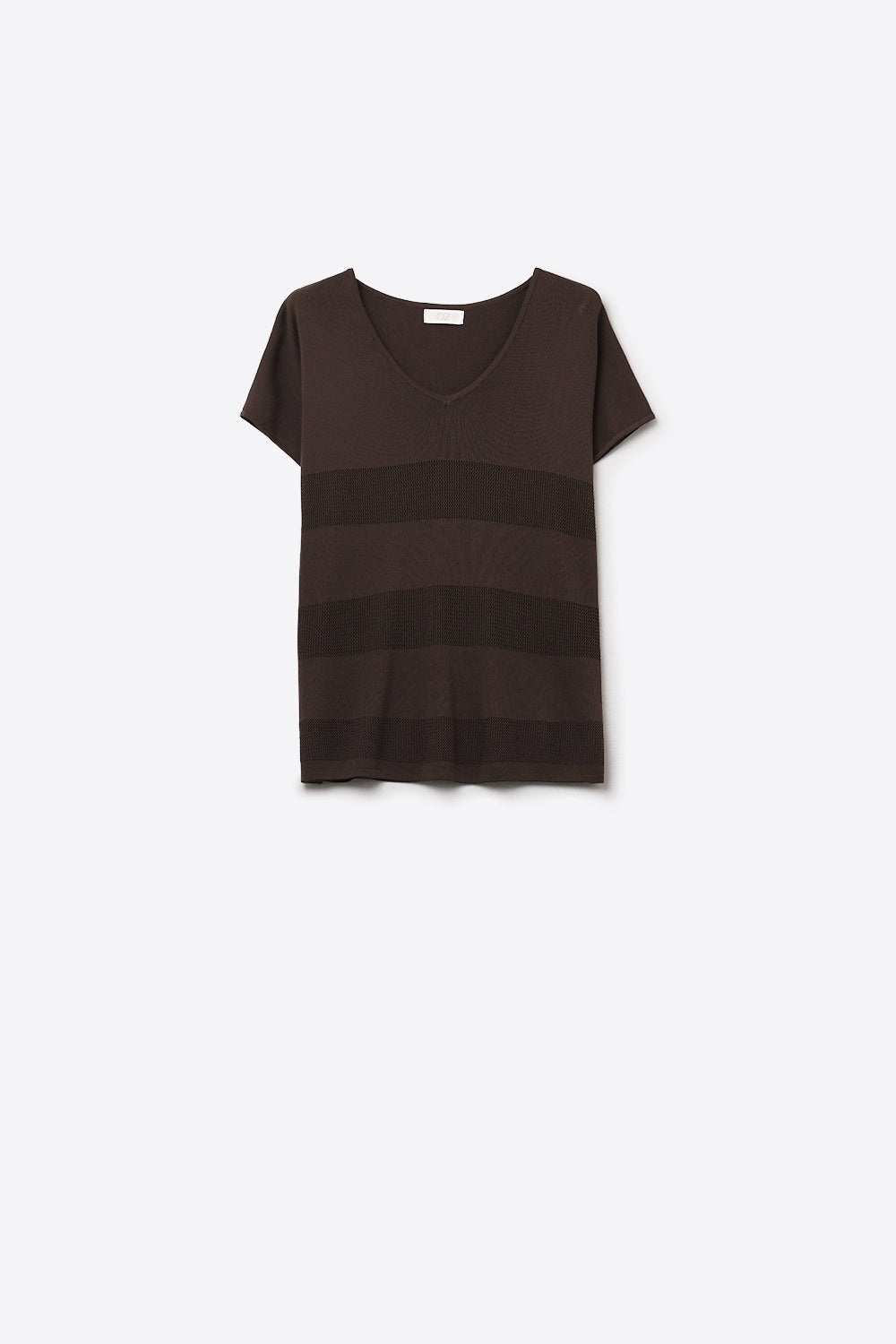 Onde Brown Stripe Texture Knit Sweater