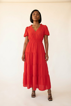 Ballon Rouge Tiered Maxi Dress