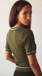 Fil Fine Knit Contrast Trim Sweater