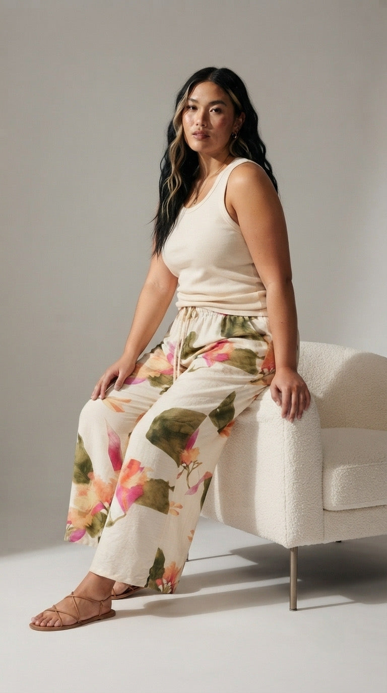 Aquarelle Floral Wide Leg Pants
