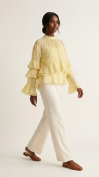 Volière Ruffle Chiffon Blouse