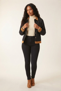 Velours Corduroy Collar Denim Jacket