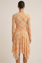 Celeste Mesh Plaid Asymmetrical Dress