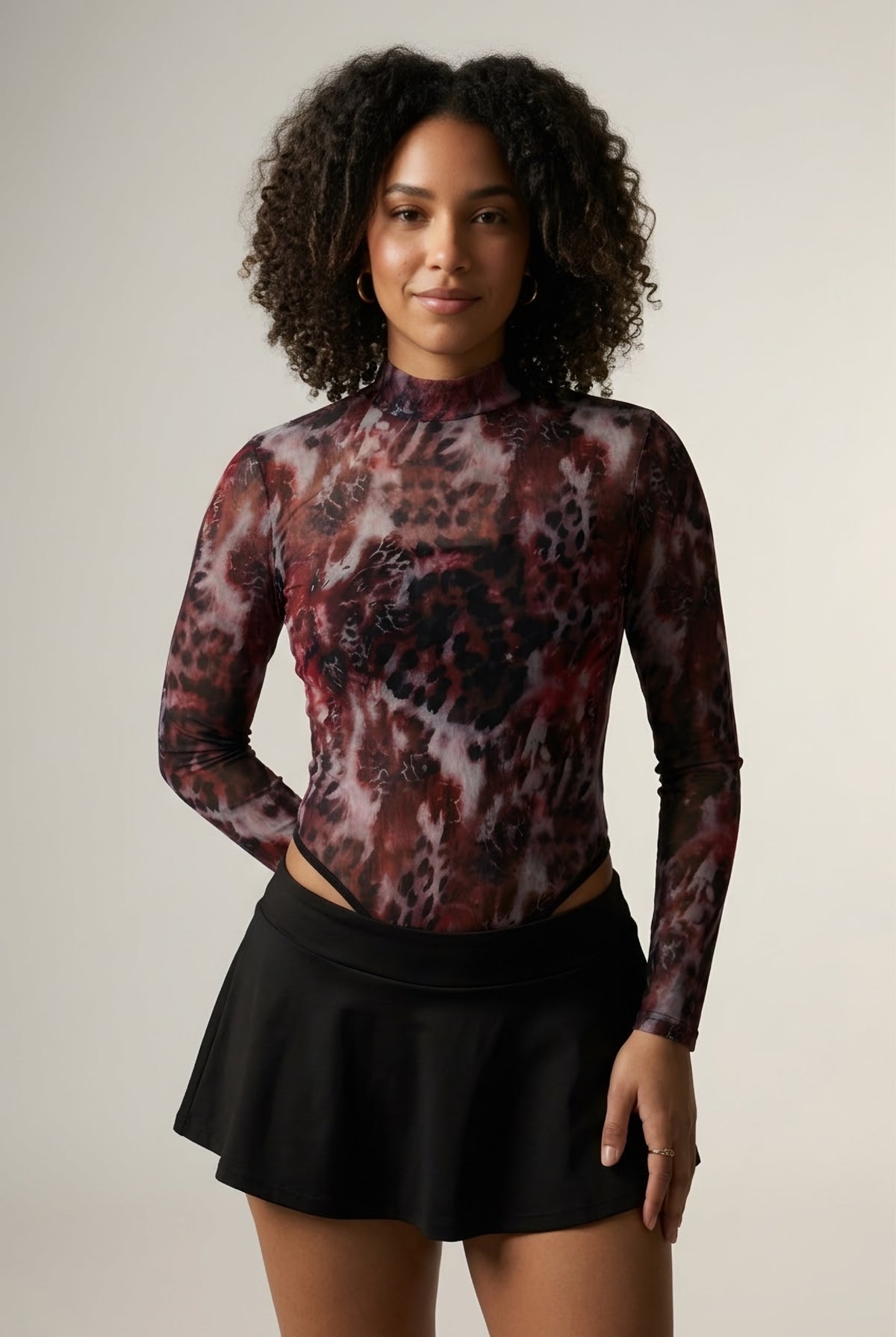 Fauve Animal Print Mesh Bodysuit