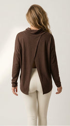 Détente Chocolate Cowl Neck Pullover