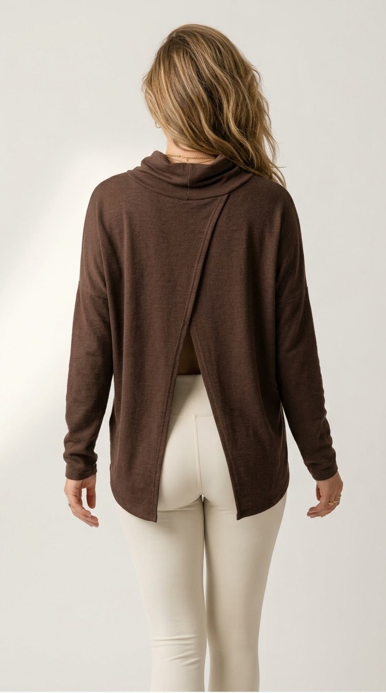 Détente Chocolate Cowl Neck Pullover