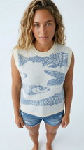 Poisson Fish Pattern Knit Vest