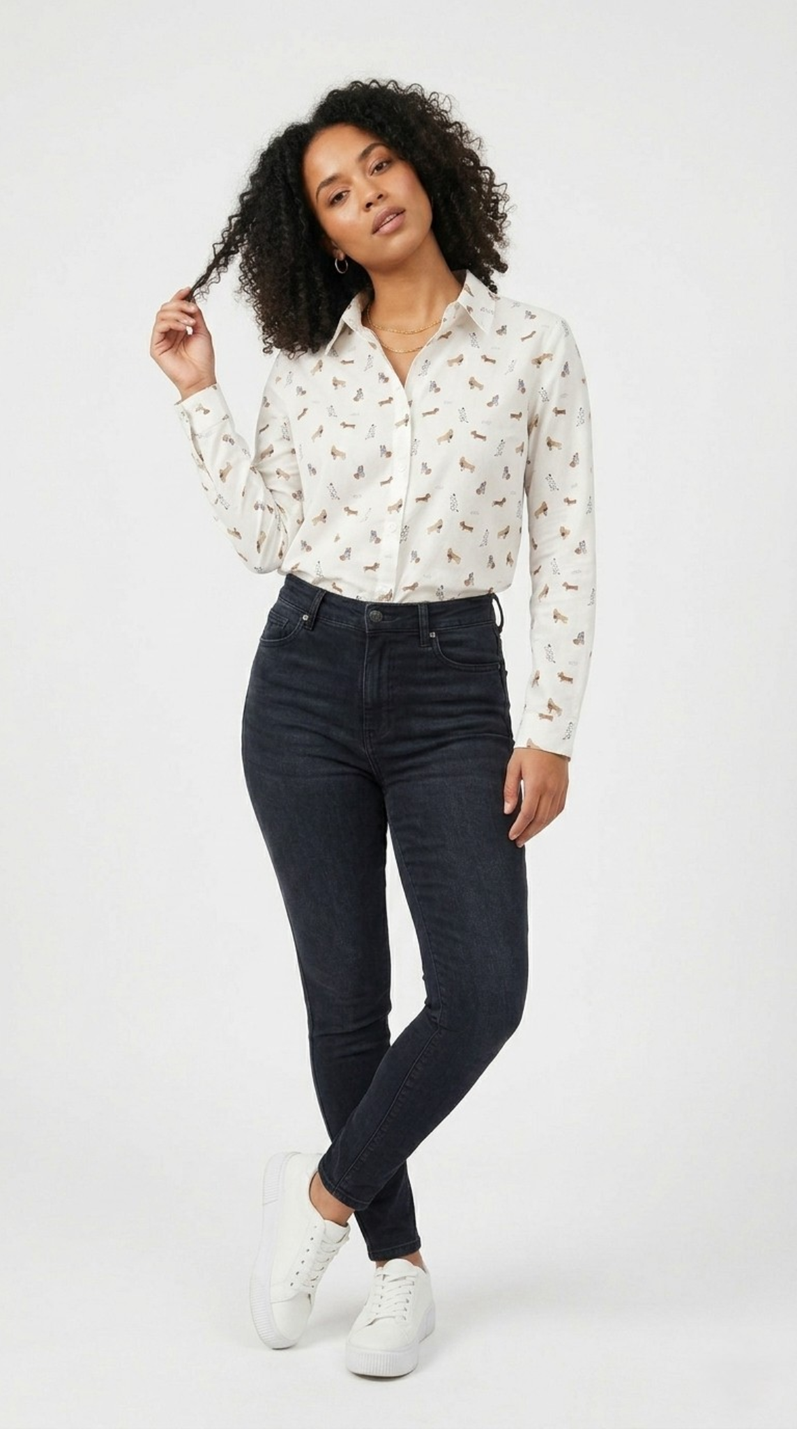 Caniche Dog Print Button Shirt