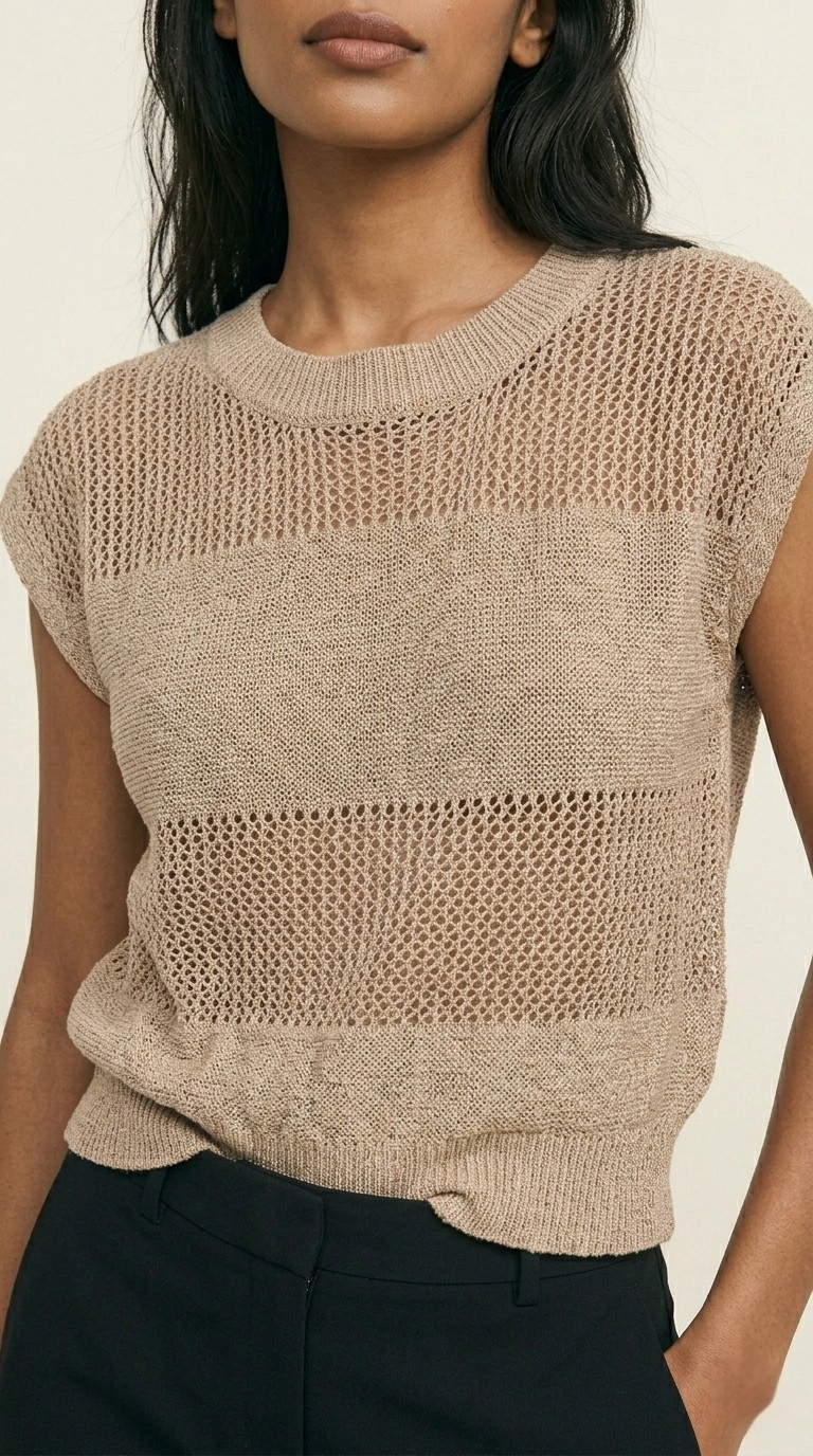 Treillis Cap Sleeve Sweater