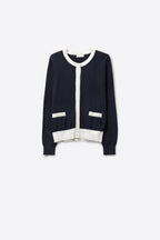Galon Contrast Trim Cardigan
