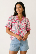 Pavot Floral Crochet Trim Blouse