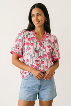 Pavot Floral Crochet Trim Blouse