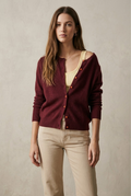 Grenat Button Front Cardigan