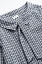 Carreaux Tie Neck Blouse