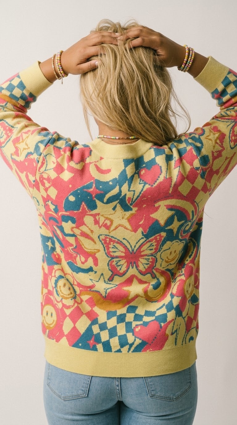 Bazart Jacquard Knit Cardigan