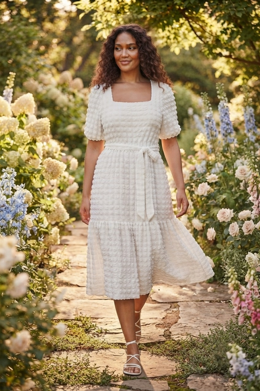 Soufflé Bubble Knit Midi Dress