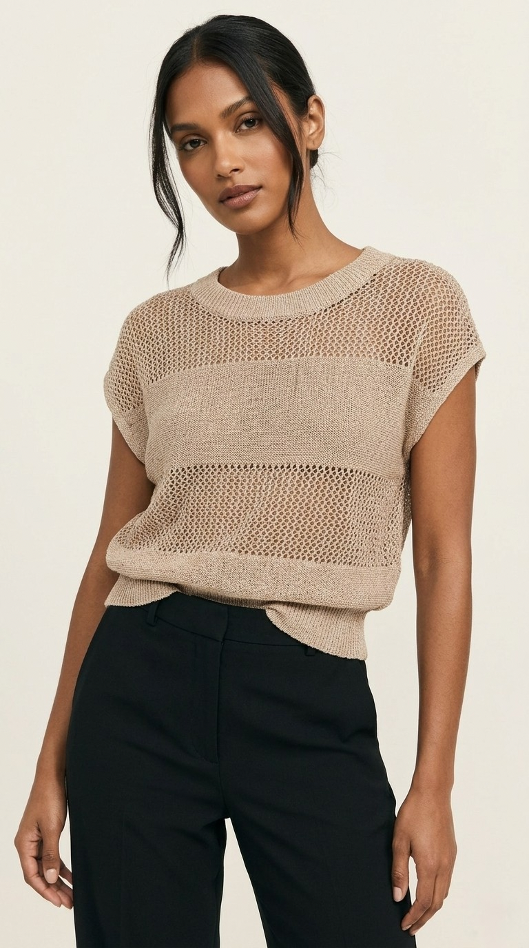 Treillis Cap Sleeve Sweater