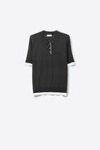 Passepoil Polo Knit Top