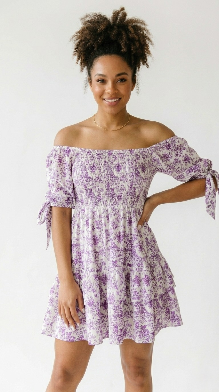 Lilas Floral Smocked Babydoll Dress