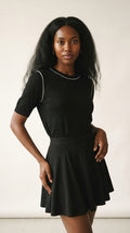Nervuré Cap Sleeve Knit Sweater
