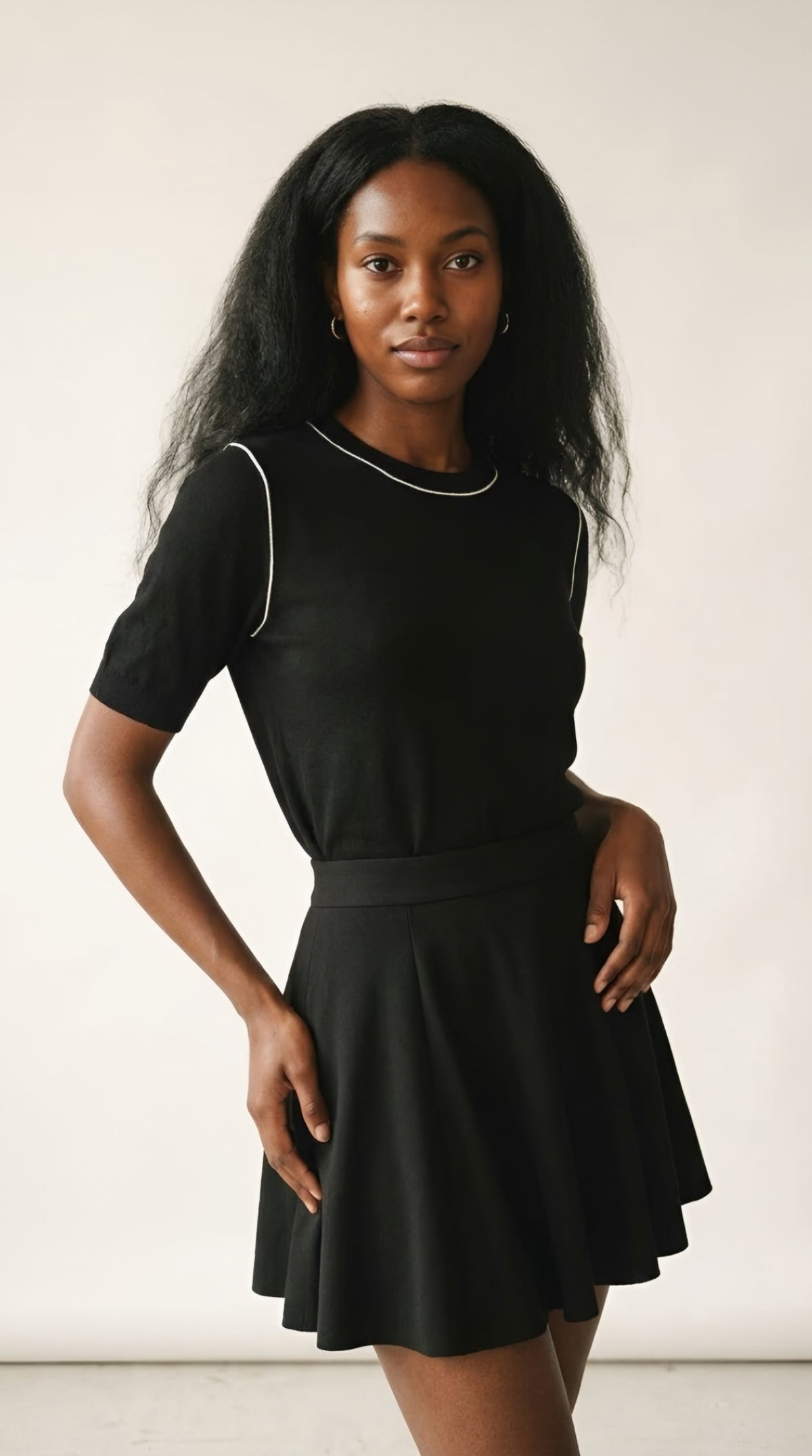 Nervuré Cap Sleeve Knit Sweater
