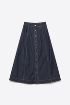 Brut Button Front Denim Midi Skirt