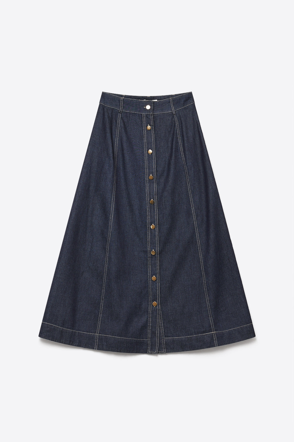Brut Button Front Denim Midi Skirt