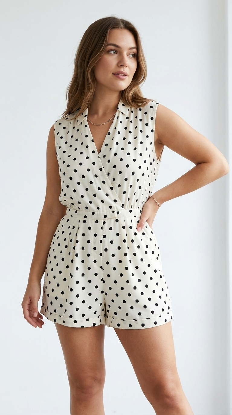 Pois Wrap Polka Dot Playsuit