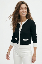 Galon Contrast Trim Cardigan