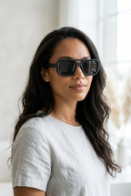 Noir Geometric Frame Sunglasses
