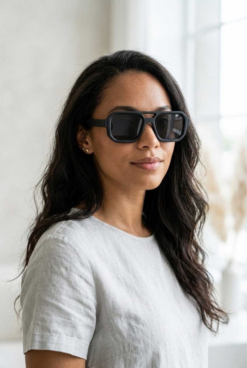 Noir Geometric Frame Sunglasses