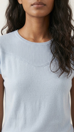 Nervuré Light Blue Cap Sleeve Knit Sweater