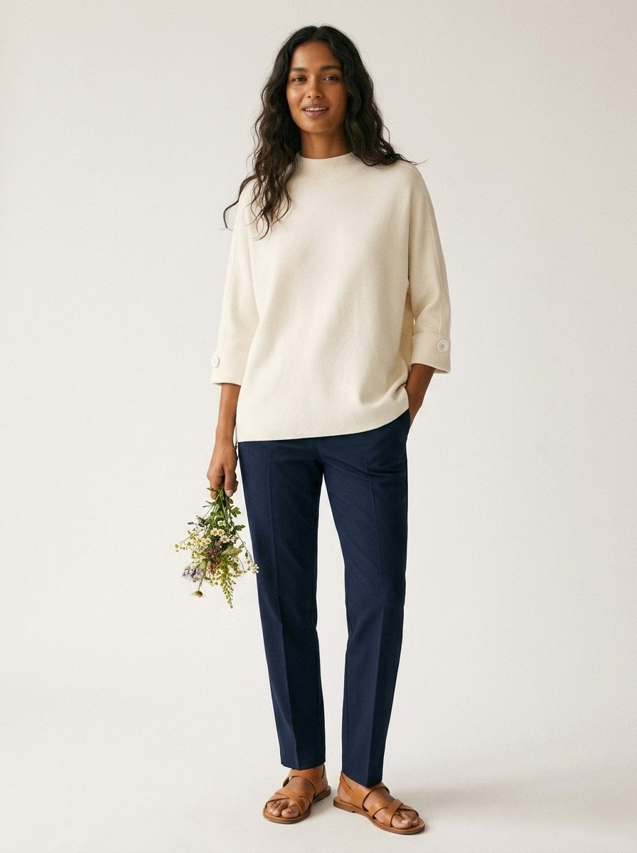 Nacelle Button Sleeve Knit Sweater