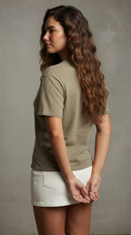 Kaki Crew Neck Cotton Tee