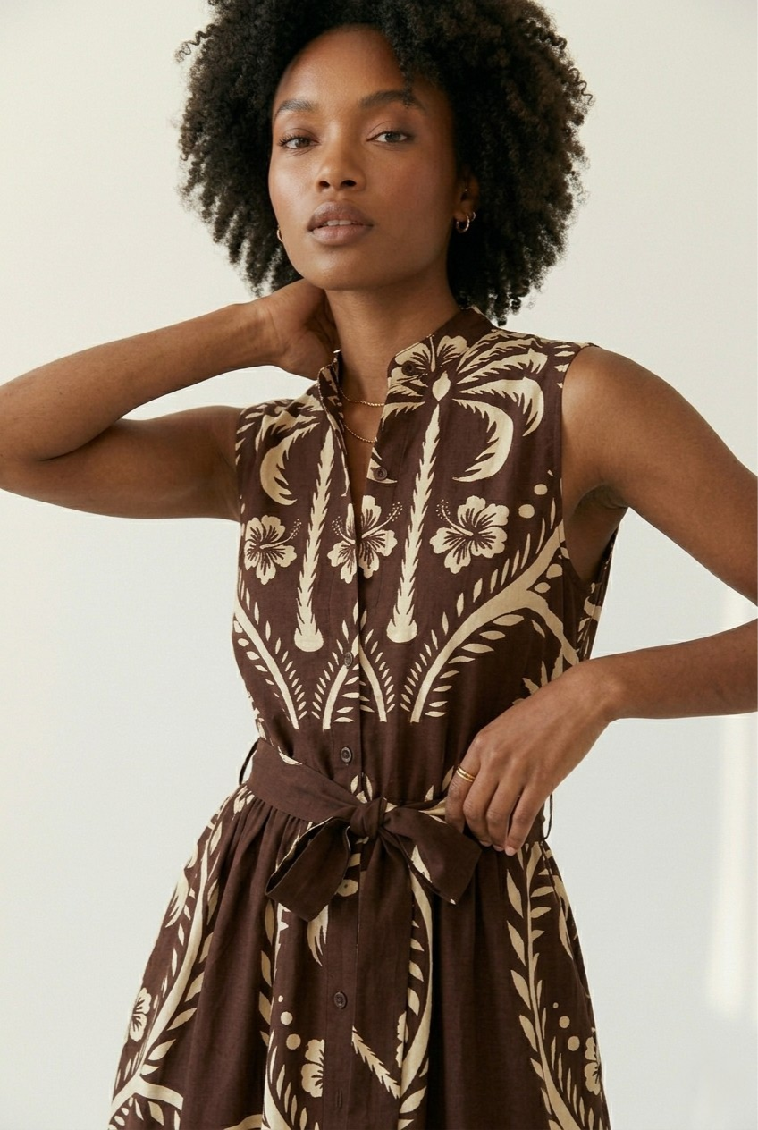 Solana Printed Belted Maxi Dress