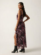 Sauvage Ruffle Trim Mesh Maxi Dress