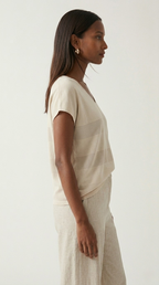 Onde Beige Stripe Texture Knit Sweater
