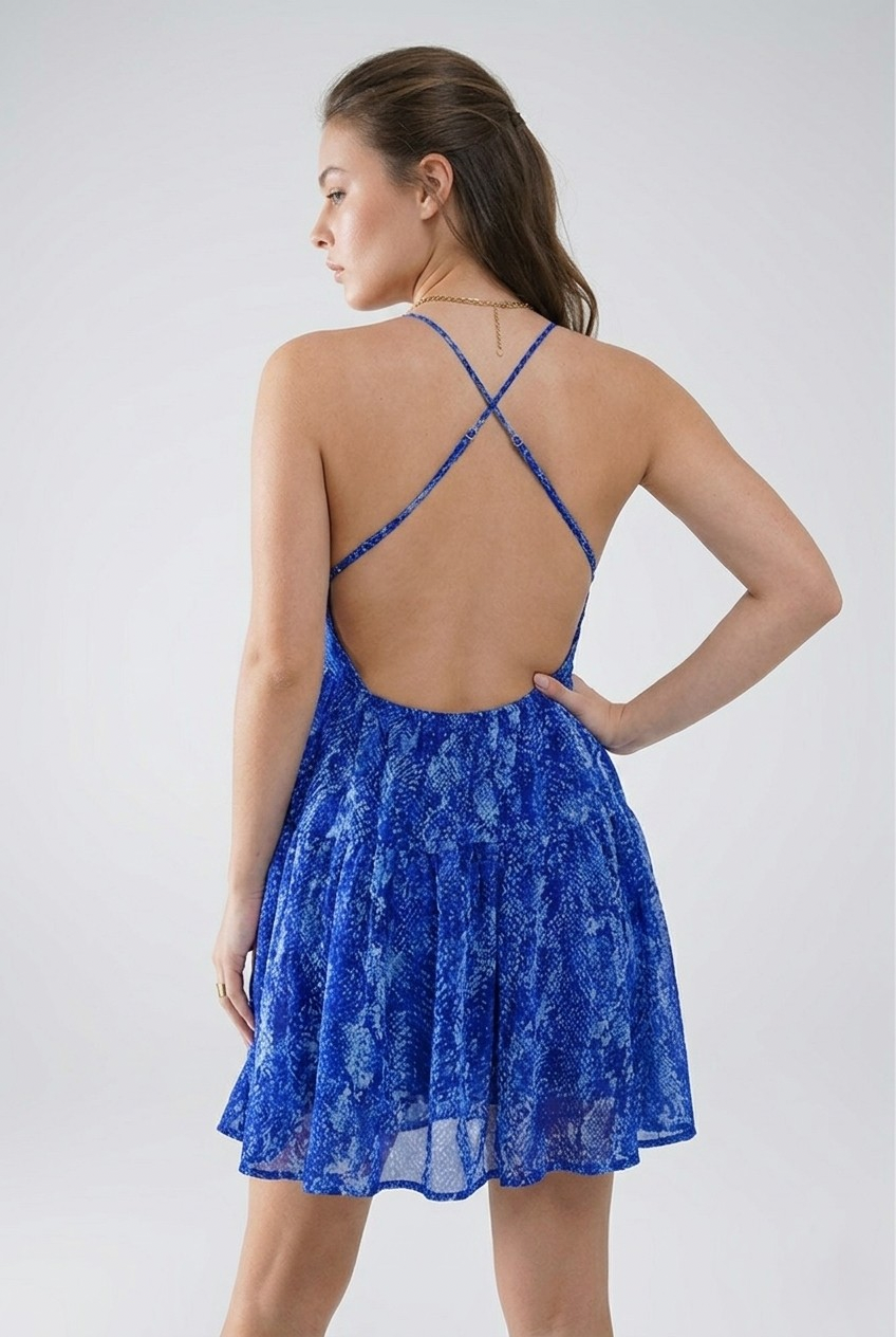 Serpente Halter Babydoll Mini Dress