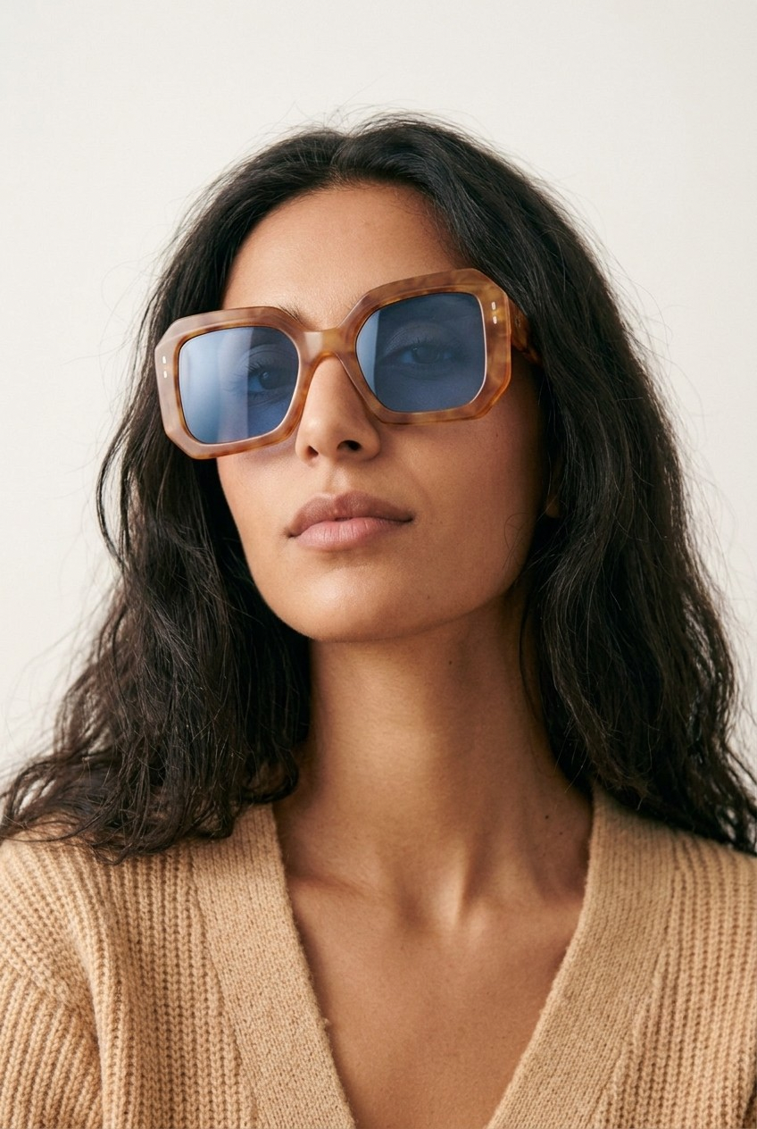 Azurin Blue Lens Square Shades
